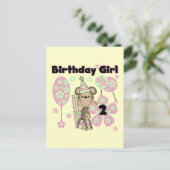 Carte Postale Fille Singe Avec Cadeaux 2e T-shirts d'anniversair (Debout devant)