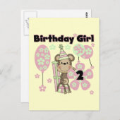 Carte Postale Fille Singe Avec Cadeaux 2e T-shirts d'anniversair (Devant / Derrière)