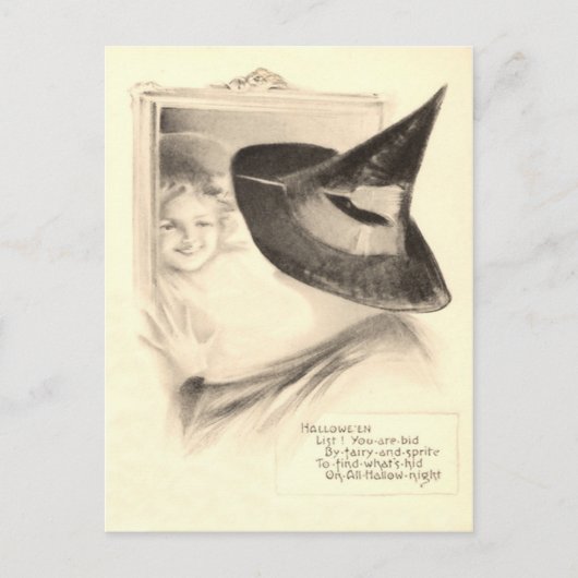 Carte Postale Fille Sorcière Miroir (Devant)