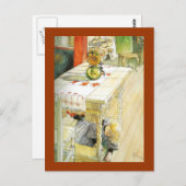 Carte Postale Fille sous une table de cuisine (Devant / Derrière)