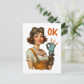 Carte Postale Fille Steampunk geste OK confiant (Debout devant)