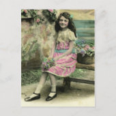 Carte Postale Fille sur banc (Devant)