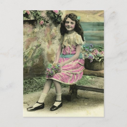 Carte Postale Fille sur banc (Devant)