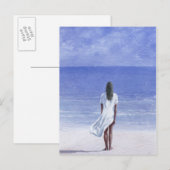 Carte Postale Fille sur la plage 1995 (Devant / Derrière)