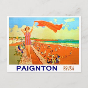 Carte Postale Fille sur la plage de Paignton, sud du Devon, Angl