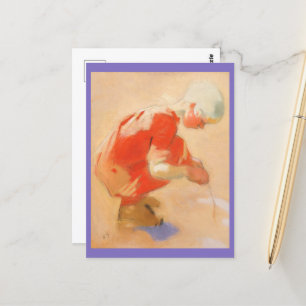 Carte Postale Fille sur le sable, Helene Schjerfbeck