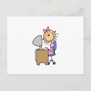 Carte Postale Fille sur ordinateur