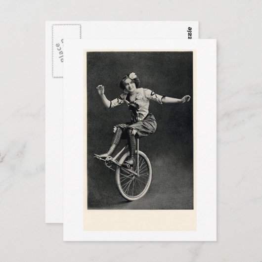Carte Postale Fille sur un monocycle (Devant / Derrière)