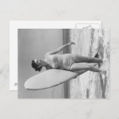 Carte Postale Fille Surf vintage (Devant / Derrière)