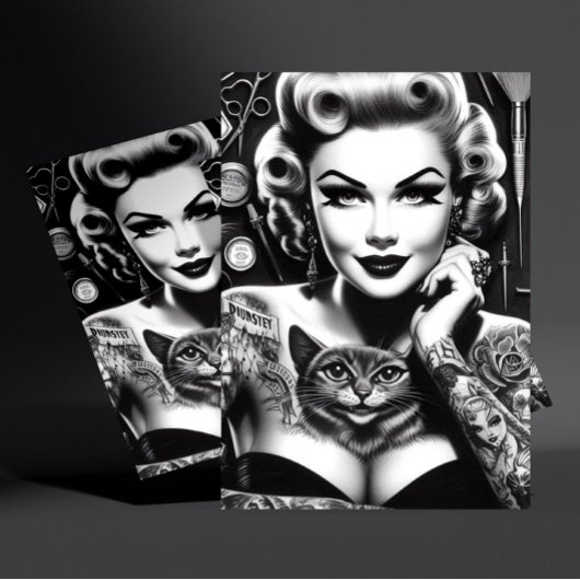 Carte Postale Fille tatouée alternative old school