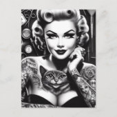 Carte Postale Fille tatouée alternative old school (Devant)
