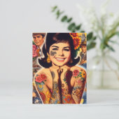 Carte Postale Fille tatouée old school (Debout devant)