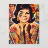 Carte Postale Fille tatouée old school (Devant)