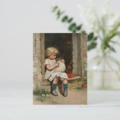 Carte Postale Fille tenant mignonne chiot Vintage (Debout devant)