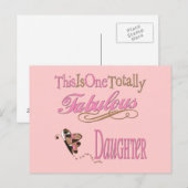 Carte Postale Fille Totaleement Fabuleuse avec Papillon Rose (Devant / Derrière)