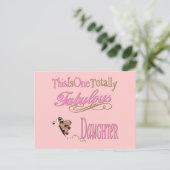 Carte Postale Fille totalement fabuleuse avec papillon rose (Debout devant)
