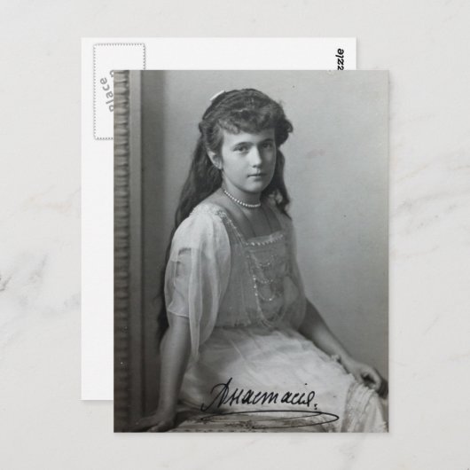 Carte Postale Fille tsar - ANASTASIA Romanov Russie #123 (Devant / Derrière)
