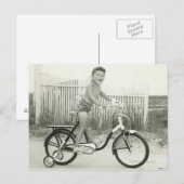 Carte Postale Fille vélo équitation (Devant / Derrière)