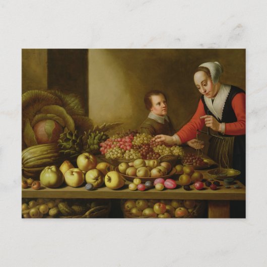 Carte Postale Fille vendant du raisin (Devant)