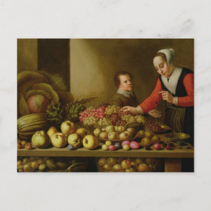 Carte Postale Fille vendant du raisin