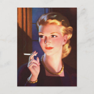 Carte Postale Fille vintage de la cigarette