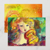 CARTE POSTALE FILLE VIOLINISTE, VIOLIN ET CAT (Devant / Derrière)