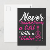 Carte Postale Fille violon Musique Lover Orchestre Fille (Devant / Derrière)