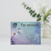 Carte Postale Fille volant avec parapluie Je déménage (Debout devant)