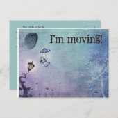 Carte Postale Fille volant avec parapluie Je déménage (Devant / Derrière)