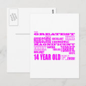 Carte Postale Filles 14e anniversaire : Rose Plus Grand 14 Ans (Devant / Derrière)