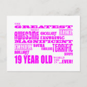 Carte Postale Filles 19e anniversaire : Rose Plus grand 19 ans (Devant)