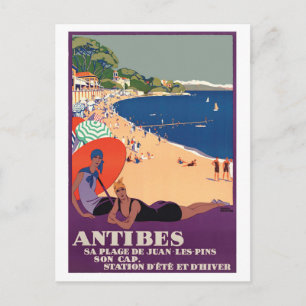Carte Postale Filles à la plage d'Antibes, France, Côte d'Azur