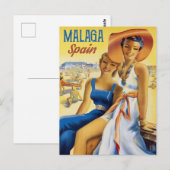 Carte Postale Filles à la plage de Malaga, Espagne (Devant / Derrière)