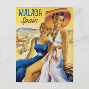 Carte Postale Filles à la plage de Malaga, Espagne