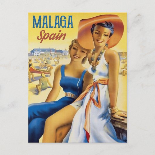 Carte Postale Filles à la plage de Malaga, Espagne (Devant)