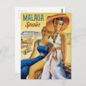 Carte Postale Filles à Malaga Beach, Espagne (Devant / Derrière)