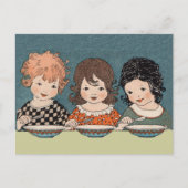 Carte Postale Filles anciennes mangeant de la soupe Trois sœurs (Devant)