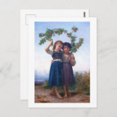 Carte Postale Filles avec la Branche Cerise, Bouguereau (Devant / Derrière)