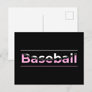 Carte Postale Filles Baseball - Typographie Géométrique Rose