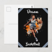 Carte Postale Filles Basketball Aquarelle Personnalisée (Devant / Derrière)
