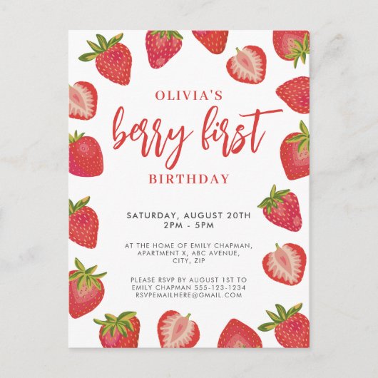 Carte Postale Filles Berry Première fête d'anniversaire aux frai (Devant)