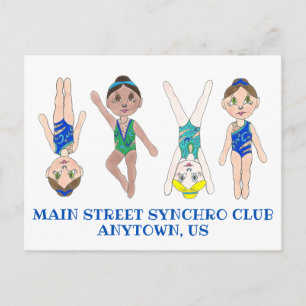Carte Postale Filles de nageur synchronisées Synchro Sports de n