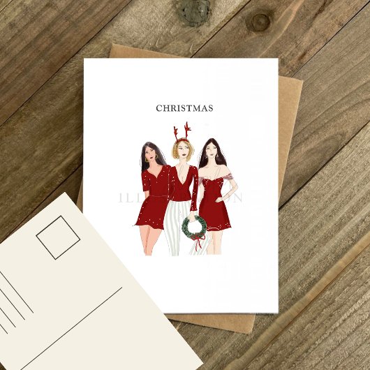 Carte Postale filles de noël,
