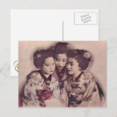 Carte Postale filles geisha japonaises, 1900 (Devant / Derrière)