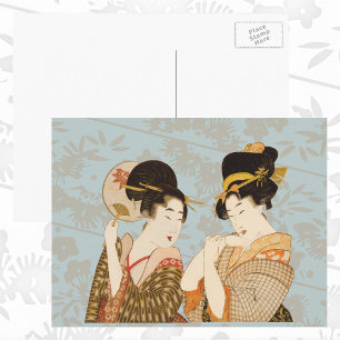 Carte Postale Filles Geishas Japonaises Vintage en Kimonos