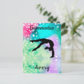 Carte Postale Filles Gymnastique Aquarelle avec Coeurs flottants (Debout devant)