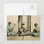 Carte Postale Filles japonaises jouant de la flûte, 'koto' et sa (Devant / Derrière)