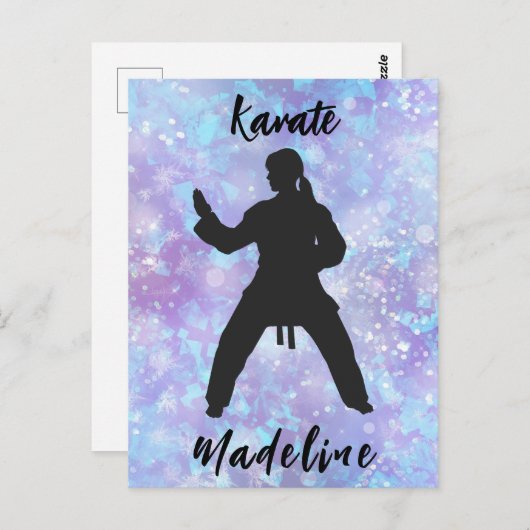 Carte Postale Filles Karate Blue Purple Personnalisé (Devant / Derrière)