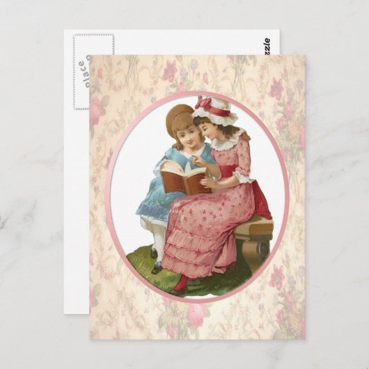 Carte Postale Filles Lecture (Devant / Derrière)