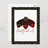 Carte Postale Filles maladroites | 3 Filles noires nouées cheveu (Devant / Derrière)